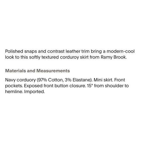 Ramy Brook Navy Corduroy Drea Skirt 12 - Picture 5 of 11